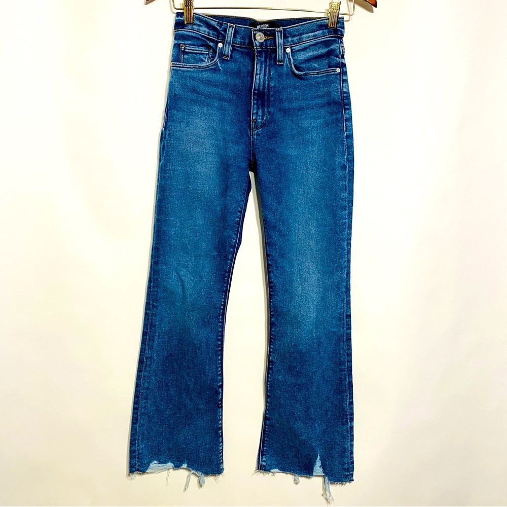 Hudson Womens Light Blue Washed Barbara High Rise Bootcut Crop Jeans Size 25